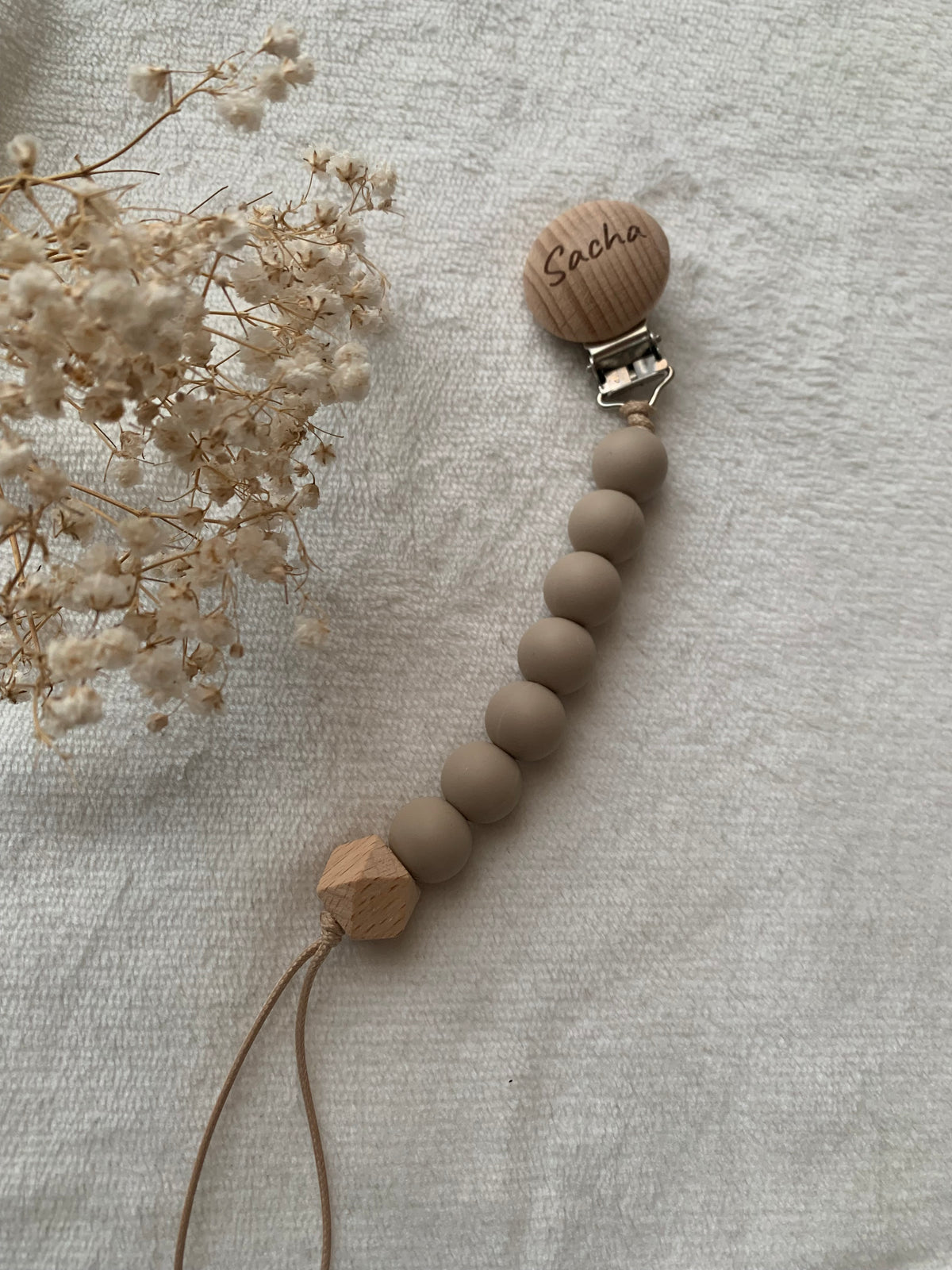 Attache tétine beige